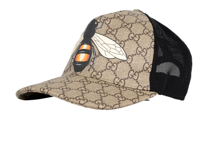 Gucci Bee & GG Supreme Baseball Cap, &pound;180, Accessories, Beige/Black, Cotton/Polyester (Polymer), Front view